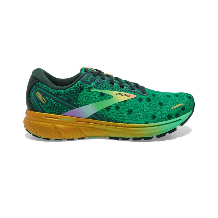 Brooks Ghost 14 Cushioned Men's Road Running Shoes - Bright Green/Gables/Gold (91530-IUTD)